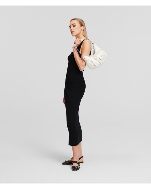 Karl Lagerfeld Black Rib-knit Sleeveless Dress