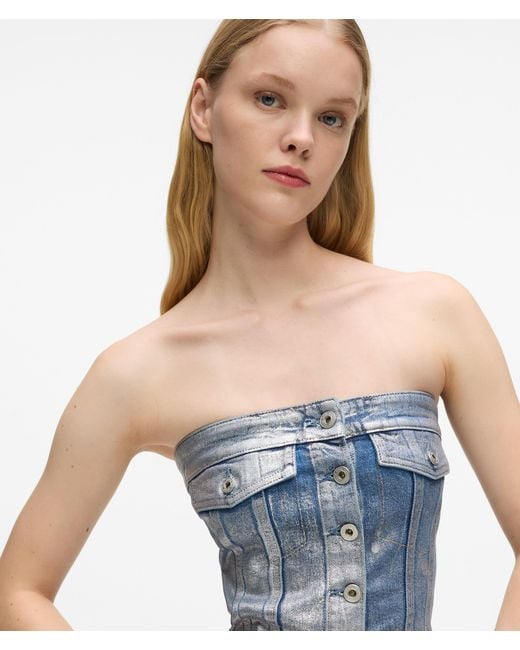 KL Jeans Blue Coated Denim Bustier