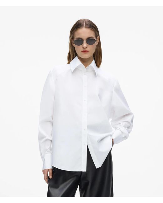 Karl Lagerfeld White Shoulder Pad Poplin Shirt