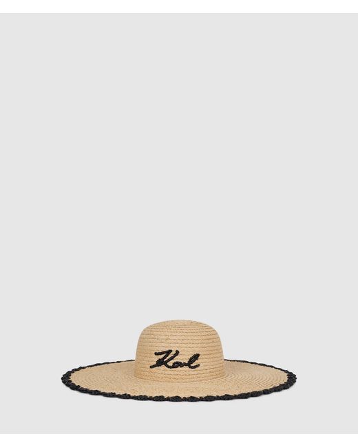 Karl Lagerfeld Natural K/Signature Scallop Beach Hat