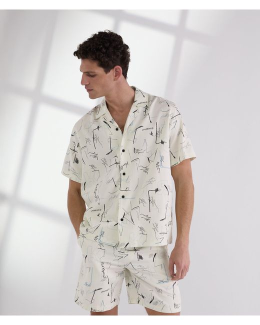 Karl Lagerfeld White All-over-print Bowling Shirt for men