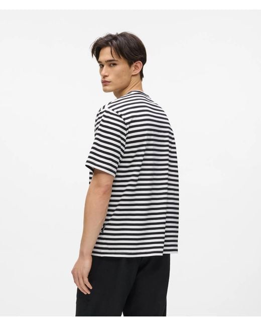 Karl Lagerfeld White Ikon Relaxed Striped T-Shirt for men