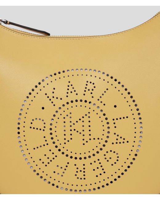 Karl Lagerfeld Metallic K/circle Perforated Moon Shoulder Bag