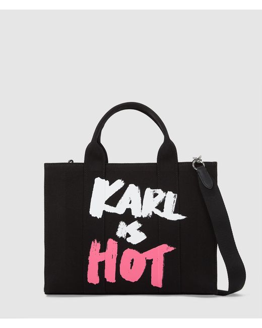 Karl Lagerfeld Black Exclusive "Karl Is Hot" Medium Tote Bag