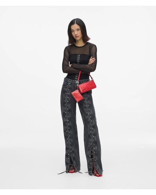 KL Jeans White Lace-Up Mid-Rise Relaxed Jeans