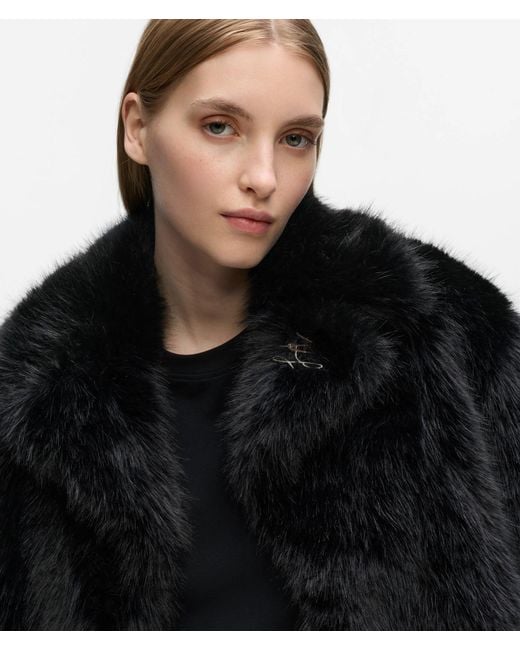 Karl Lagerfeld Black Transformable Long Faux-Fur Coat