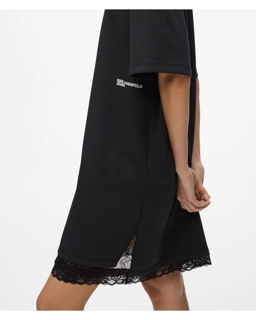 KL Jeans Blue Lace Hem Relaxed T-Shirt Dress