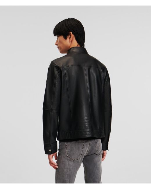 Karl Lagerfeld Black Zip-up Leather Jacket for men