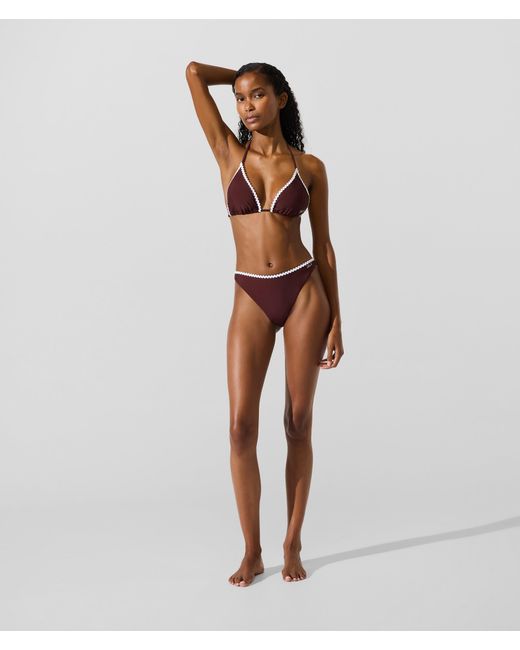 Karl Lagerfeld Brown Scallop Triangle Bikini Top