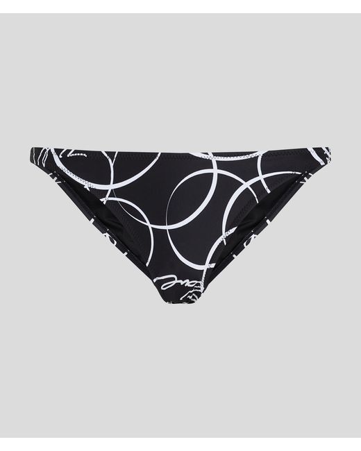 Karl Lagerfeld Black Circle Print Brazilian Bikini Bottoms