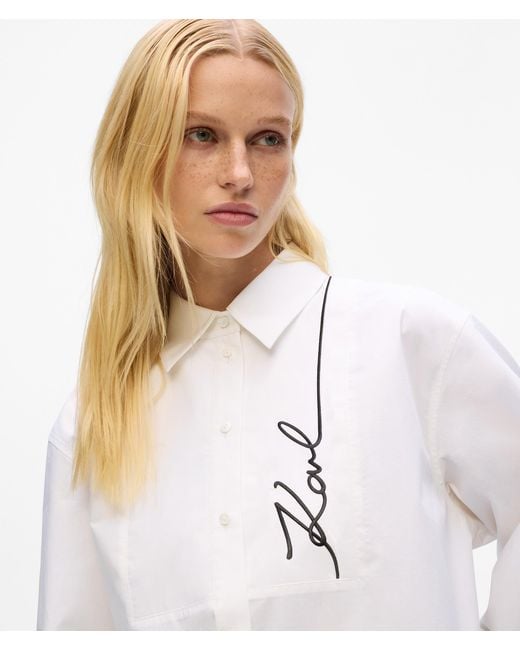 Karl Lagerfeld White Signature Poplin Shirt