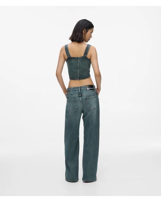 KL Jeans Blue Buckle-Detail Low-Rise Wide Jeans