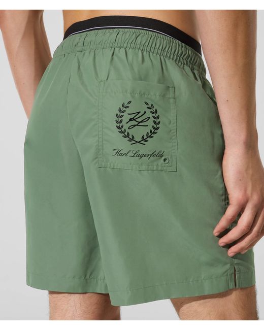 Karl Lagerfeld Green Double Waistband Medium Boardshorts for men