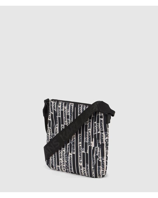 KL Jeans Black Nylon Linear Logo Crossbody Bag, Multicoloured for men