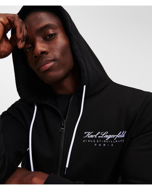 Karl Lagerfeld Hotel Karl Loungewear-Kapuzenpullover Mit Reissverschluss, Mann, Größe in Black für Herren