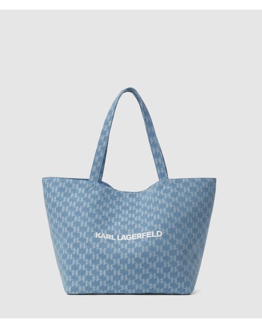 Karl Lagerfeld Blue Exclusive Monogram Denim Shopper