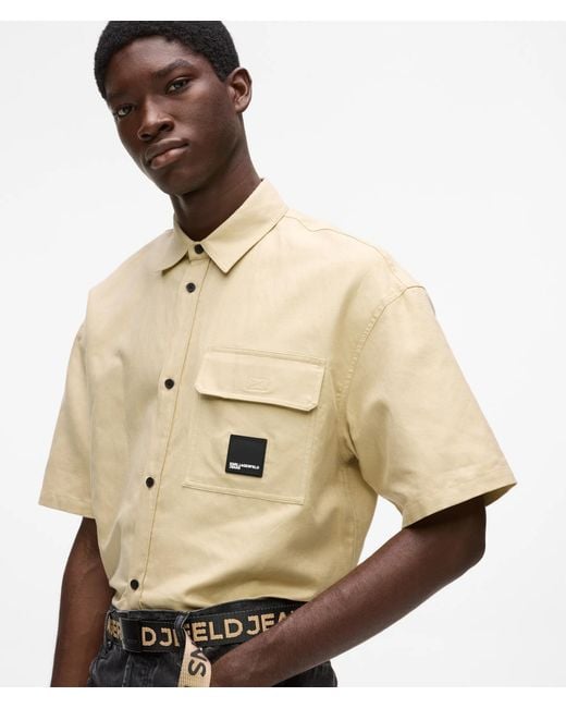 KL Jeans Natural Short-Sleeved Linen Blend Shirt for men