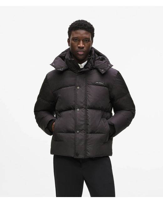 Karl Lagerfeld Black Short Hooded Puffer Jacket for men