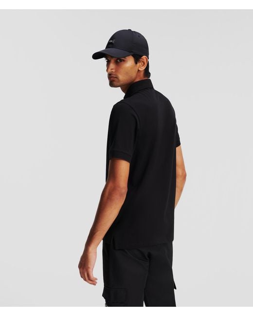 Karl Lagerfeld Black Zip Placket Polo Shirt for men