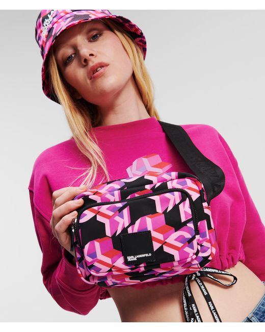 Karl Lagerfeld Red Klj Monogram Urban Nylon Crossbody Bag