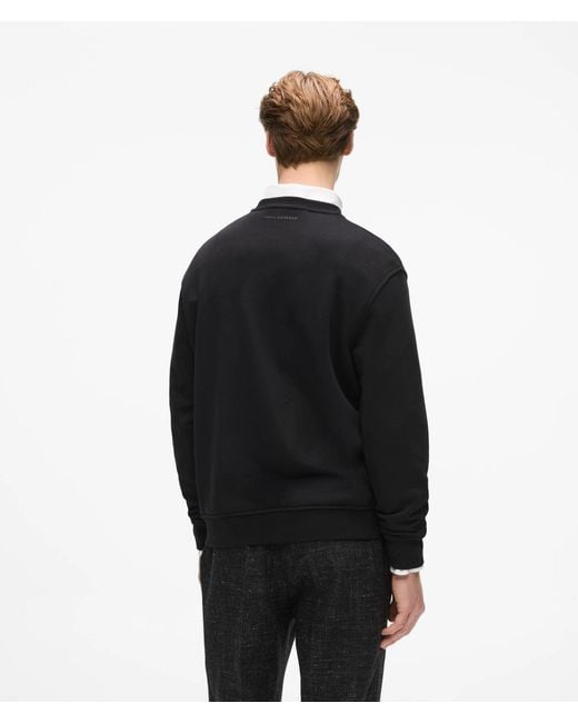 Karl Lagerfeld Black Monogram Crew Neck Sweatshirt for men