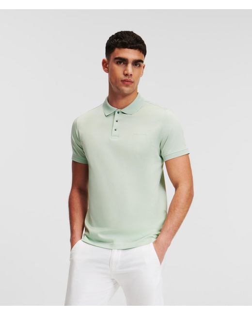 Karl Lagerfeld Green Press Button Polo Shirt for men