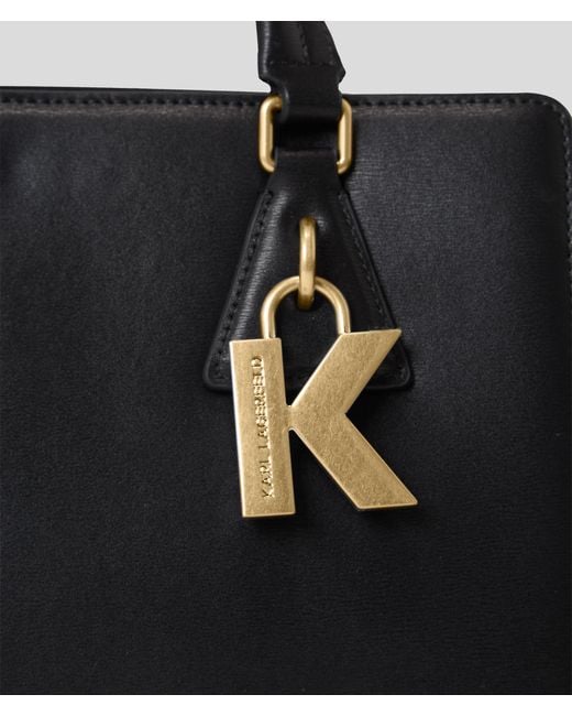 Karl Lagerfeld Black K/lock Medium Top Handle Bag