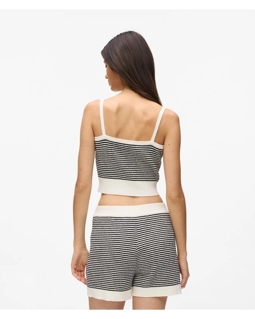 Karl Lagerfeld Gray Ikon Striped Knit Top