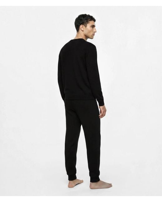 Karl Lagerfeld Black Monogram Cashmere Blend Loungewear Pants for men