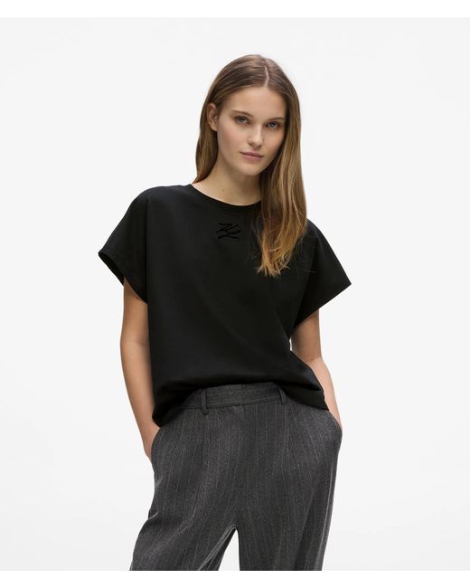 Karl Lagerfeld Black Autograph Cap-Sleeve T-Shirt