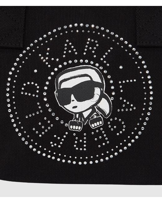 Karl Lagerfeld Black Ikon Circle Rhinestones Shopper