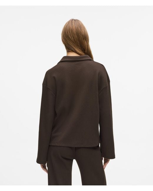 Karl Lagerfeld Brown Waffle Loungewear Polo Shirt