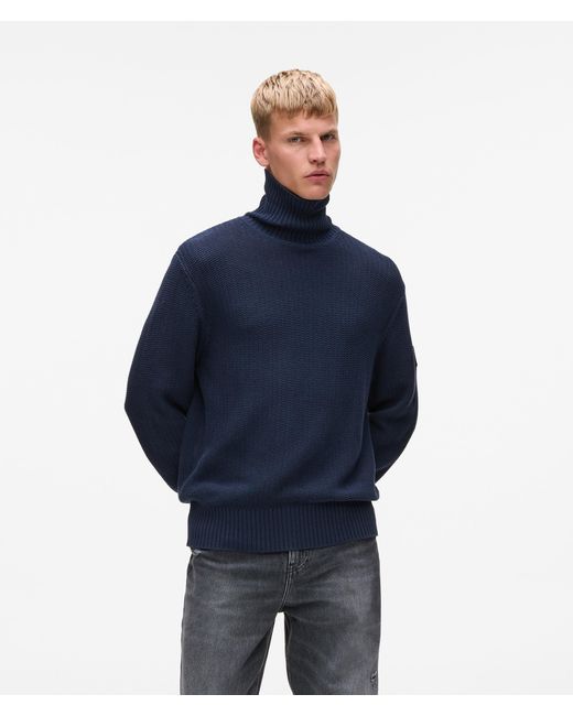 KL Jeans Blue Relaxed Rollneck Sweater for men