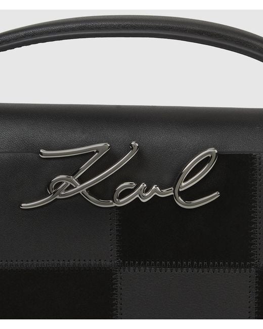 Karl Lagerfeld Black K/Signature Checkered Top Handle Bag