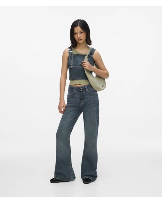 KL Jeans Blue Belted High-Rise Flared Jeans