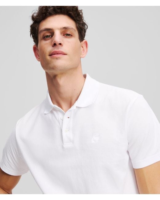 Karl Lagerfeld White Kameo Polo Shirt for men