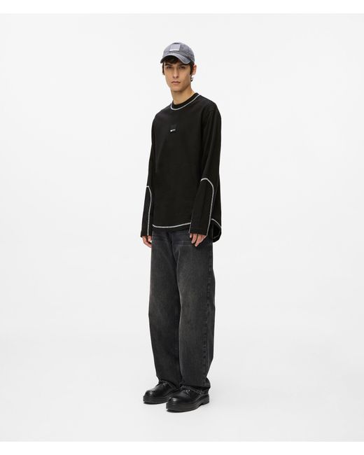 KL Jeans Black Contrast Stitch Long-Sleeved T-Shirt for men