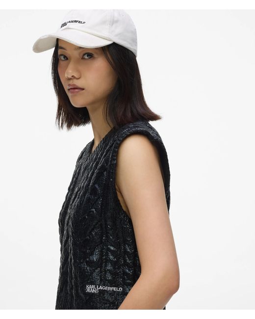 KL Jeans Blue Cropped Cable Knit Vest