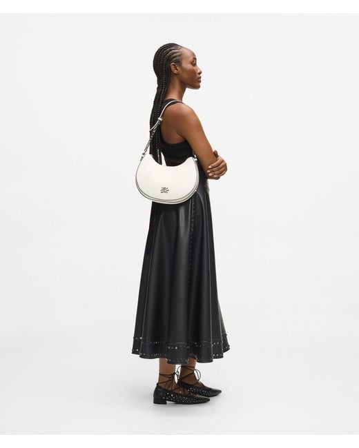Karl Lagerfeld White K/Autograph Medium Moon Bag