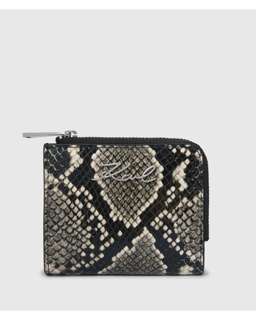 Karl Lagerfeld Black K/Signature Python Small Bifold Wallet