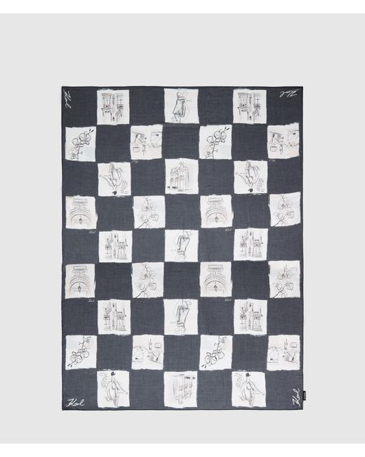 Karl Lagerfeld Multicolor K/Ballet Checked Modal Blend Scarf, Multicoloured