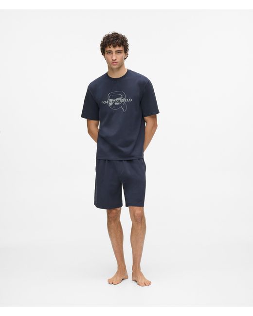 Karl Lagerfeld Blue Ikon Pajama Set for men
