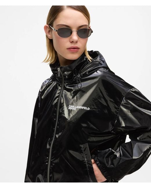 KL Jeans Black Shiny Hooded Jacket
