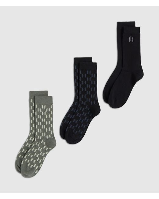 Karl Lagerfeld Multicolor Monogram Socks – 3-Pack, Multicoloured for men