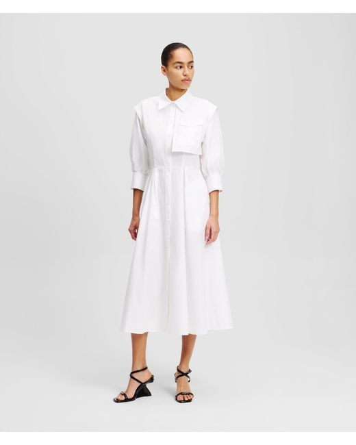 Karl Lagerfeld White Cargo Shirt Dress