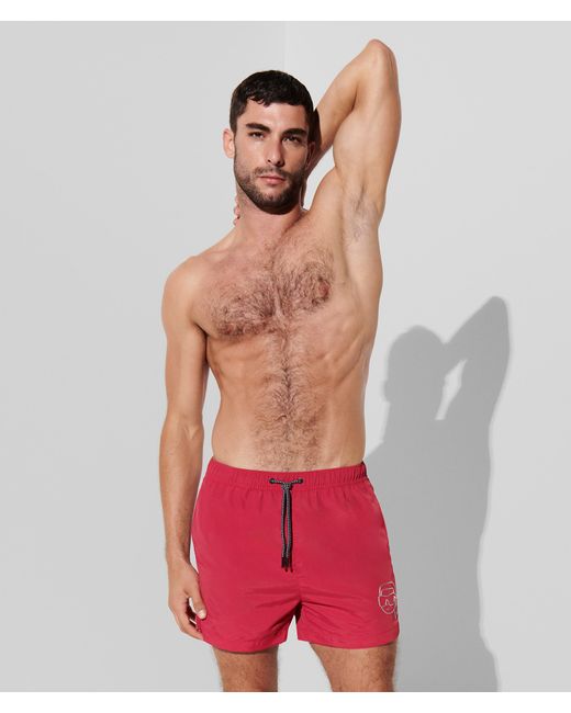 Karl Lagerfeld Red Ikon Board Shorts for men