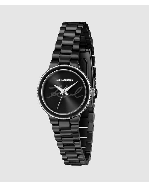 Montre Ronde Signature, Femme, Taille Karl Lagerfeld en coloris Black