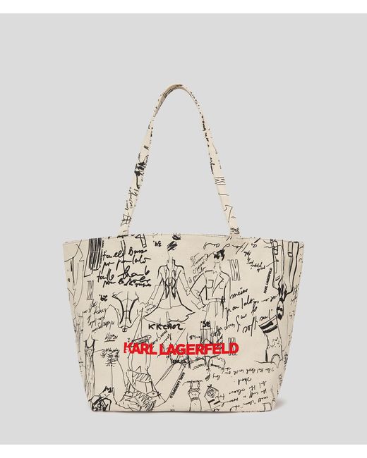 Karl Lagerfeld White K/archive Sketches Canvas Shopper