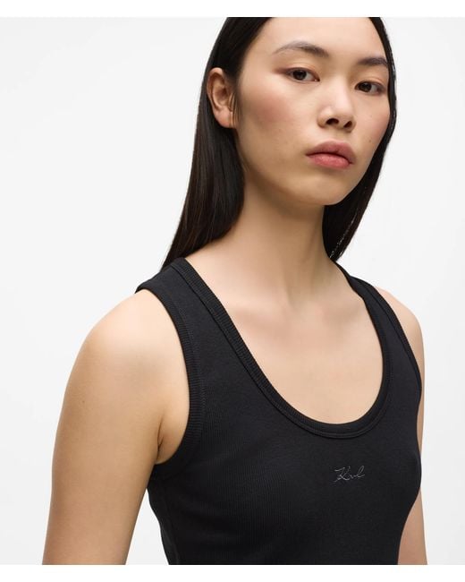 Karl Lagerfeld Black Signature Tank Top