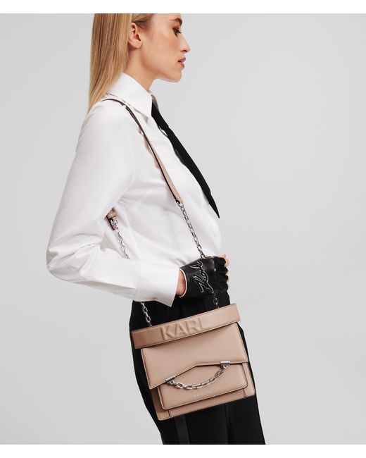 Karl Lagerfeld Brown K/seven Grain Leather Shoulder Bag